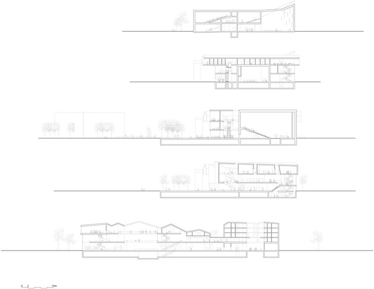 Archisearch - Sections of the Cultural Center of Stjørdal / Reiulf Ramstad Arkitekter